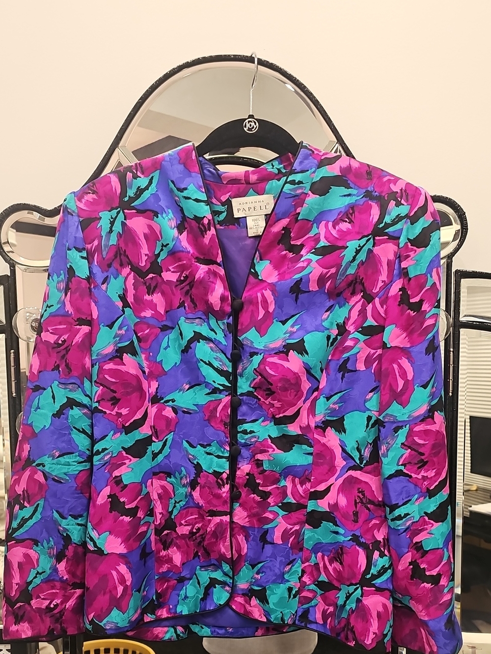 Adrianna Papell Vibrant Fuchsia & Teal Floral Blazer